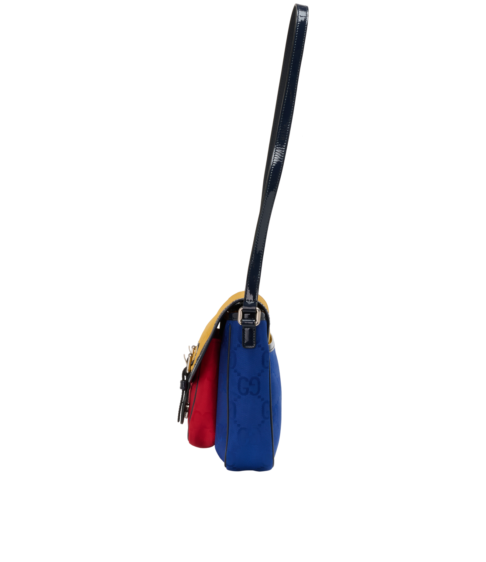 GG Colour Block Messenger, &pound;320, Handbags, Blue/Red/Yellow, Nylon, Bottom view